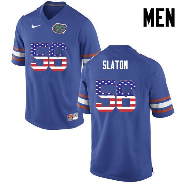 Men's NCAA Florida Gators Tedarrell Slaton #56 Stitched Authentic USA Flag Fashion Nike Blue College Football Jersey DDH4365SC